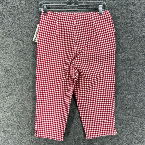 New NoBo Cropped Pants Women S Small Pink Plaid Capri Flat Front High Rise Ryaon - Picture 2 of 10